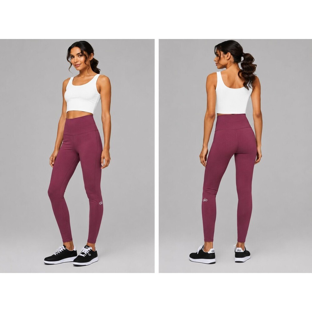 Alo Yoga High-Waist Airbrush Legging Burgundy Small 28.5" Inseam Activewear Yoga - Picture 1 of 7